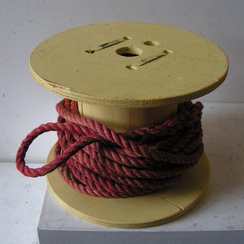 SPOOL / COTTON REEL (Oversize) Cream w Red Rope 45x35cm H